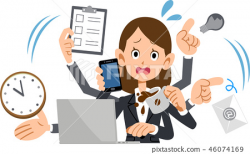 Busy woman business suit too busy - Stock Illustration ...