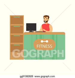 Vector Illustration - Fitness club reception counter with ...