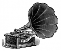 talking machine clip art, vintage gramophone image, black ...