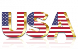 Clipart - USA Flag Typography Gold With Reflection No Background