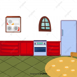 Cartoon Kitchen, Kitchen Cabinets, Refrigerator, Cupboard ...