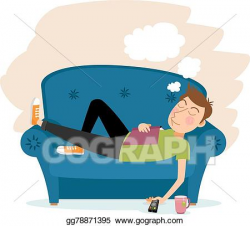 Vector Art - Man sleep on sofa. Clipart Drawing gg78871395 ...