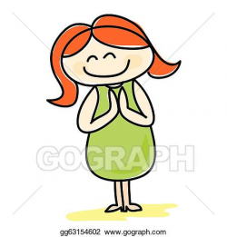 Vector Illustration - Cartoon lady bow and pay respect. EPS ...