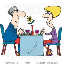 Cartoon Couple Dining at a Restaurant #6554 by Ron Leishman