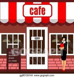 Stock Illustration - Restaurant or cafe illustration in flat ...