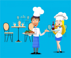 Restaurant concept design with waiter and waitress Free ...