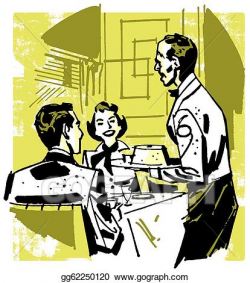 Clipart - A vintage illustration of a couple dining at a ...