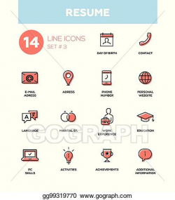EPS Vector - Resume - modern simple thin line design icons ...