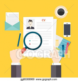 Vector Clipart - Cv resume. job interview concept. writing a ...