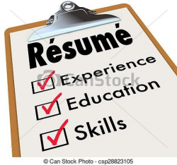 Resume Clipboard Checklist Qualifications Education Stock ...