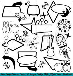 Retro Clipart Clip Art, Mod or Vintage Clipart Clip Art - Commercial and  Personal Use