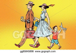 EPS Illustration - Family on a walk. Vector Clipart ...