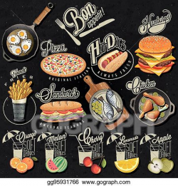 Vector Clipart - Retro vintage style fast food. Vector ...