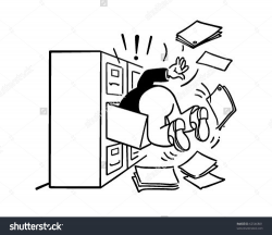 Searching The Filing Cabinet - Retro Clipart Illustration ...