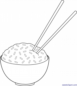 Rice Chopsticks Lineart Clip Art - Sweet Clip Art