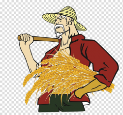 Farmer , Rice harvest for the elderly transparent background ...
