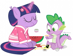 Twilight and Spike in 'Sushi Appreciation' by dm29 on DeviantArt