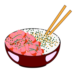 Poke Bowl and rice. Illustrator graphic. | Hawaiian Graphics ...