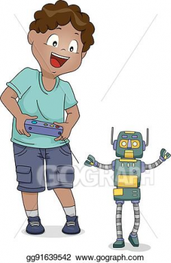 Vector Stock - Kid boy remote robot toy. Clipart ...