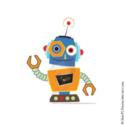 Cute Robots Clipart - make Robot Theme Birthday Party Invitations, great  for Back To School, Lesson Plans, Craft - FREE Commercial Use 10480