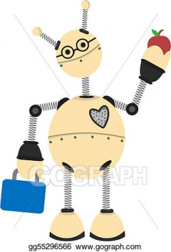 Vector Stock - Robot going to school. Clipart Illustration ...