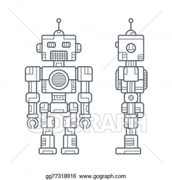 Stock Illustration - Simple line retro robot. Clipart ...