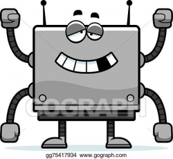 Vector Art - Malfunctioning square robot. Clipart Drawing ...