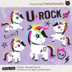 Unicorn Clip Art Punk Unicorn Funny Unicorn Rock Clipart ...