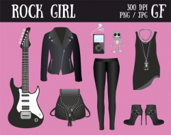 Rock style Clip art, woman clothes clipart, Rock girl ...