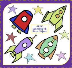 FREE Spaceship Clipart / Rocketship Clipart / Stars Clipart (FREE Clipart)