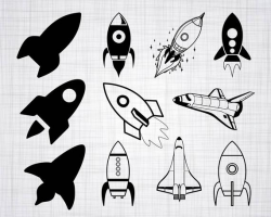 Spacecraft SVG Bundle, Rocketship SVG, Clipart, Cut Files For Silhouette,  Files for Cricut, Vector, Rocket Ship Svg, Dxf, Png, Eps, Design