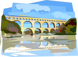 Pont du Gard Roman Aqueduct, France - Vector Image