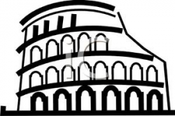 Clipart Picture: Black and White Roman Coliseum