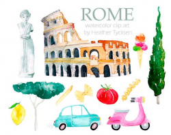 Rome Clipart Roman Clip Art Italy Travel Stickers Roman Holiday Vespa Clip  Art Colosseum Travel Clipart