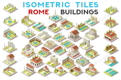 Isometric Tile Set Buildings Roman Game Icons