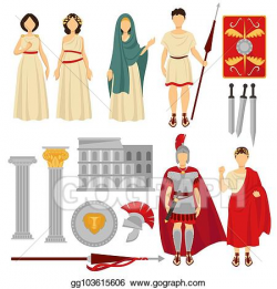 EPS Vector - Ancient rome male and female characters and old ...