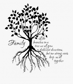 Family Tree Clipart Black And White - Family Tree With Roots ...