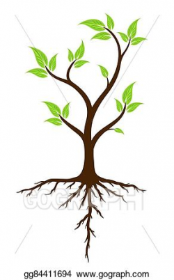 Vector Stock - Green tree with roots. . Stock Clip Art ...