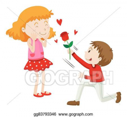 Vector Art - Man giving rose to his girlfriend. Clipart ...