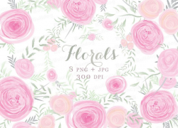 Watercolor flowers clipart pink watercolor rose clipart ...