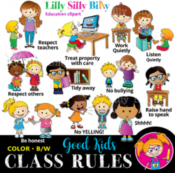 Classroom rules - BLACK AND WHITE & Color Clipart Bundle. {Lilly ...