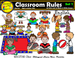 Classroom Rules Clipart Bundle English Clips Bilingual Stars Mrs ...