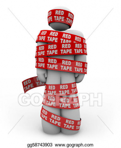 Stock Illustration - Person wrapped up in red tape of ...