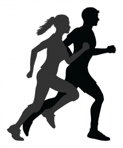 Silhouette of man and woman running illustration, Running ...