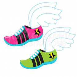 Track Logo Cute Digital Clipart, Runner Clip art, Running Graphics, Track  Runner Shoe Illustration, Shoe with Wings, #129