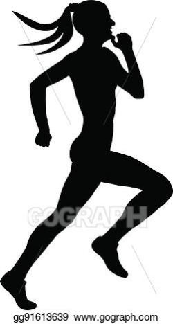 Vector Stock - Black silhouette female runner. Clipart ...