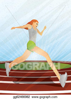 Vector Stock - Runner girl on track. Clipart Illustration ...