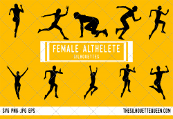 Woman runner silhouette, Female sports clipart