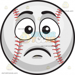 A Sad Baseball: A ball with white covering and red arch ...