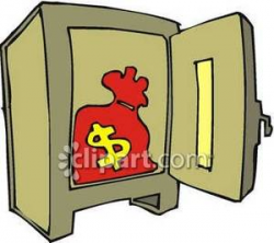 Bag of Money In A Safe - Royalty Free Clipart Picture